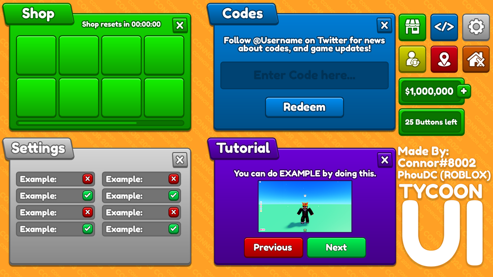 Free Cartoony UI Pack For ROBLOX