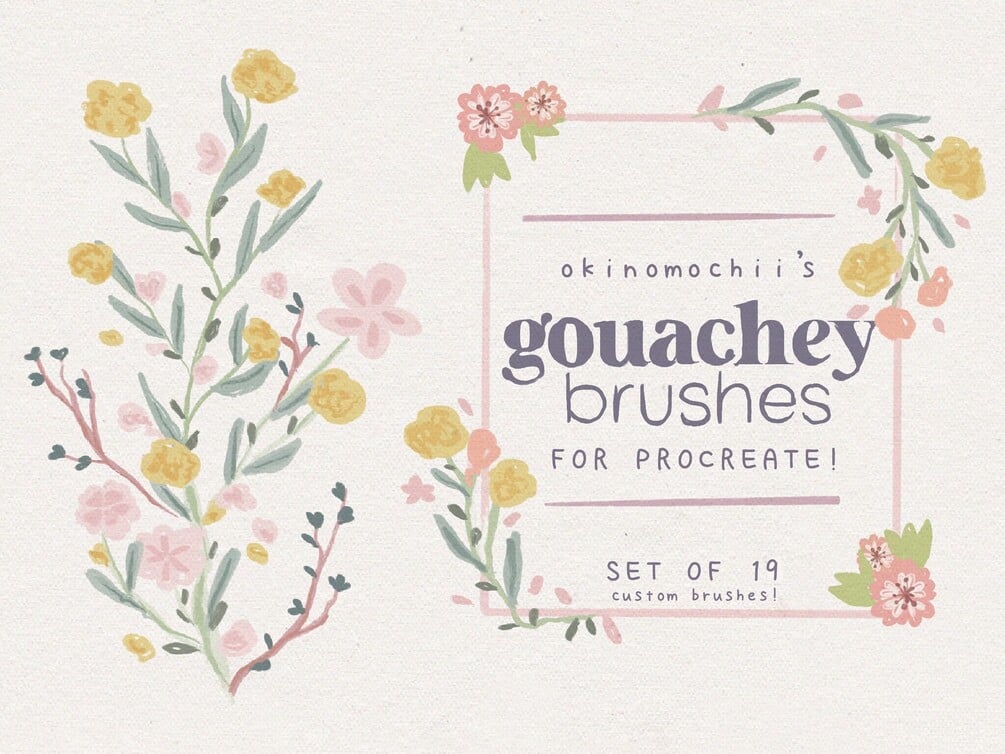 Gouachey Brushes for Procreate by okinomochii