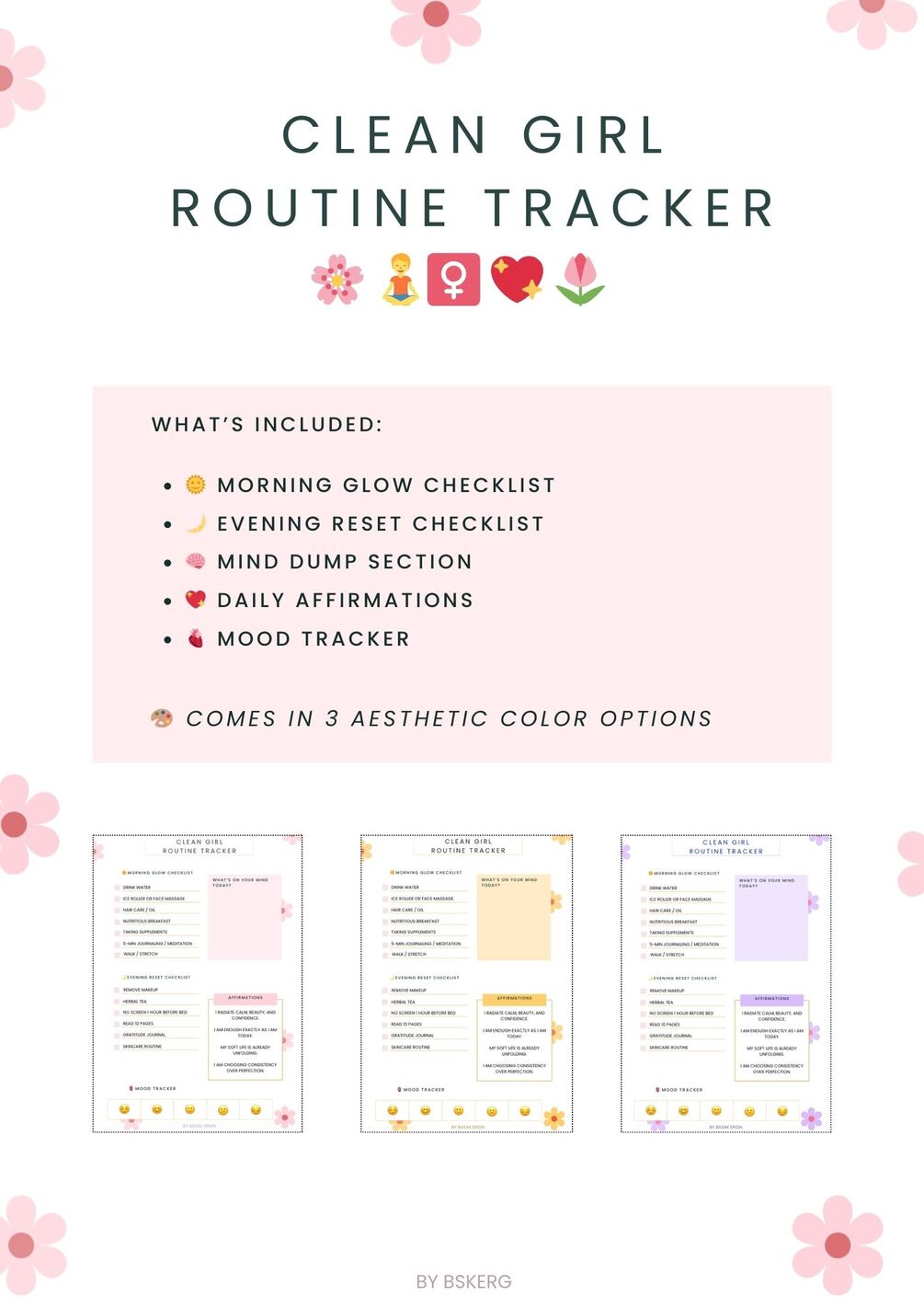 Clean Girl Routine Tracker - Aesthetic Self-Care & Habit Checklist (PDF ...