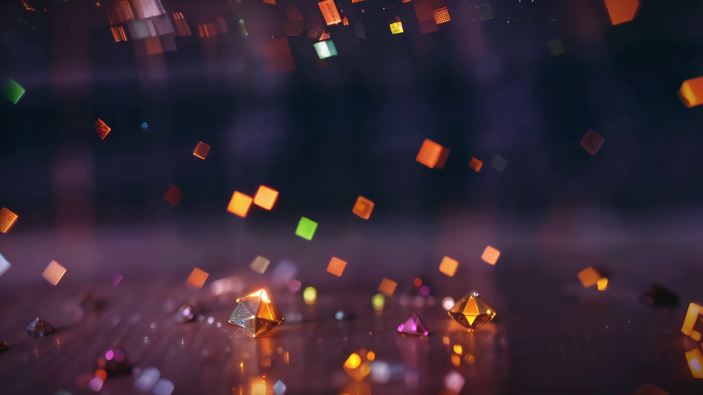 A captivating VJ loop featuring a field of floating multicolored ...