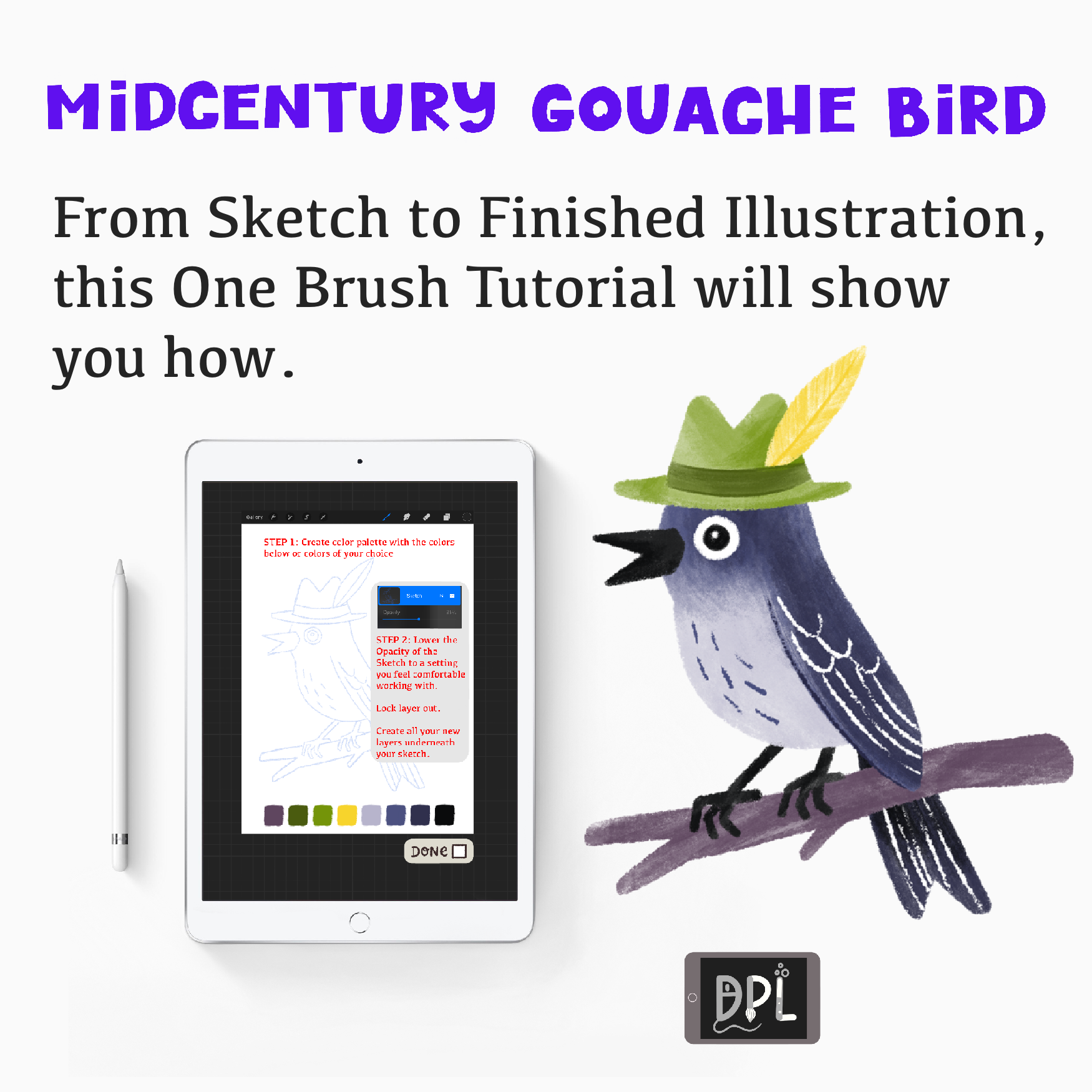 Midcentury Gouache Brush for Procreate