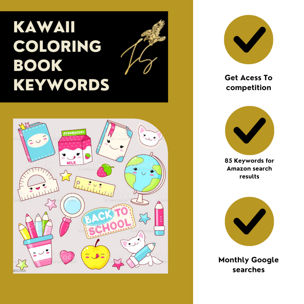 Order 85 Kawaii Coloring Book Keywords KDP keywords