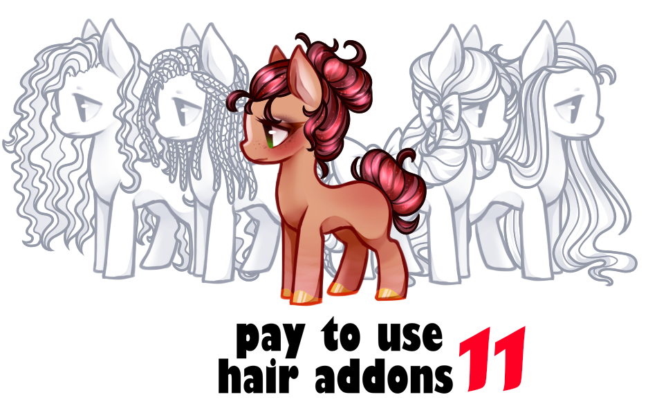 Addons Hair 11 (+12+13) for pony base by BaseAdopts