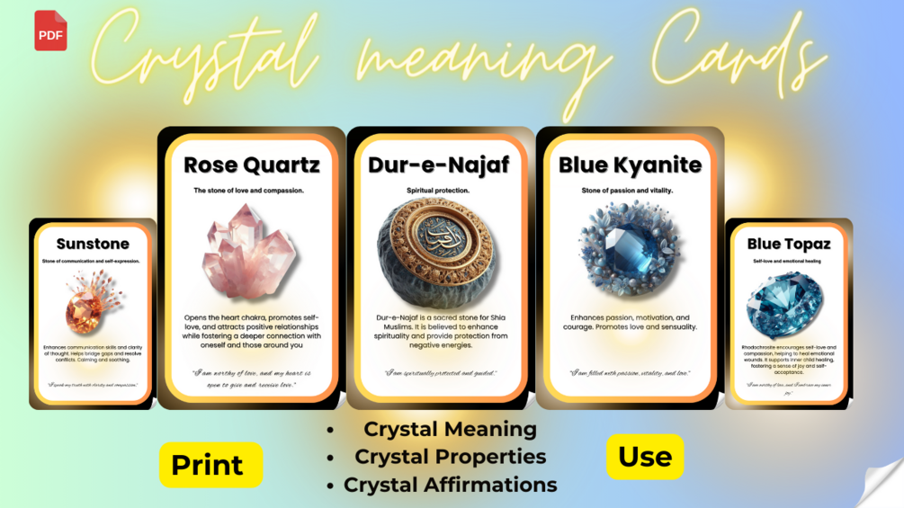 Crystal Meaning Cards Printable,24/7 Seller Support