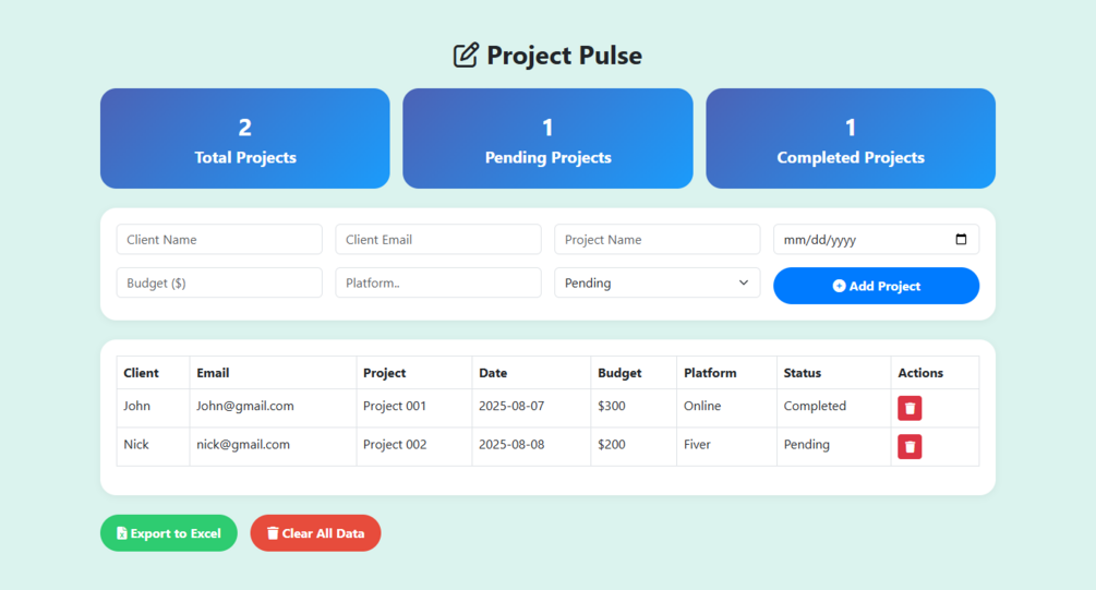 Project Pulse Dashboard