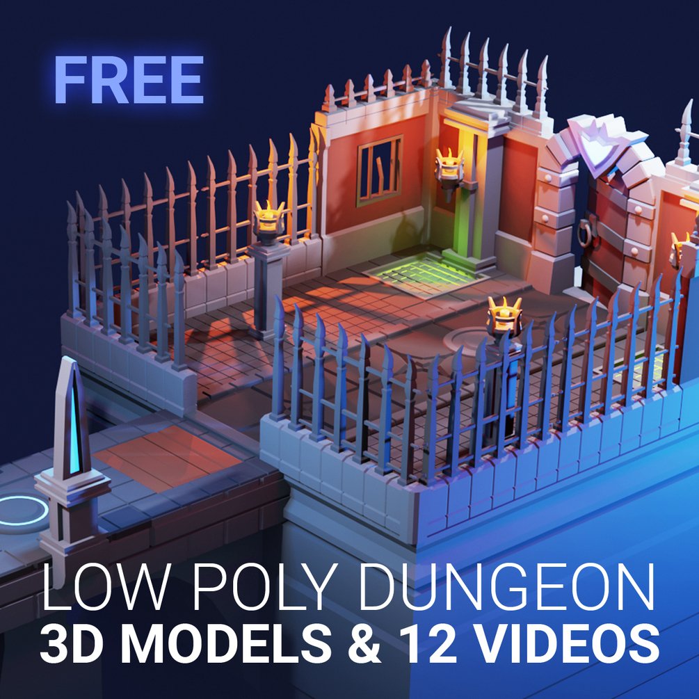 200+ Free 3D low-poly dungeon game assets! : r/godot