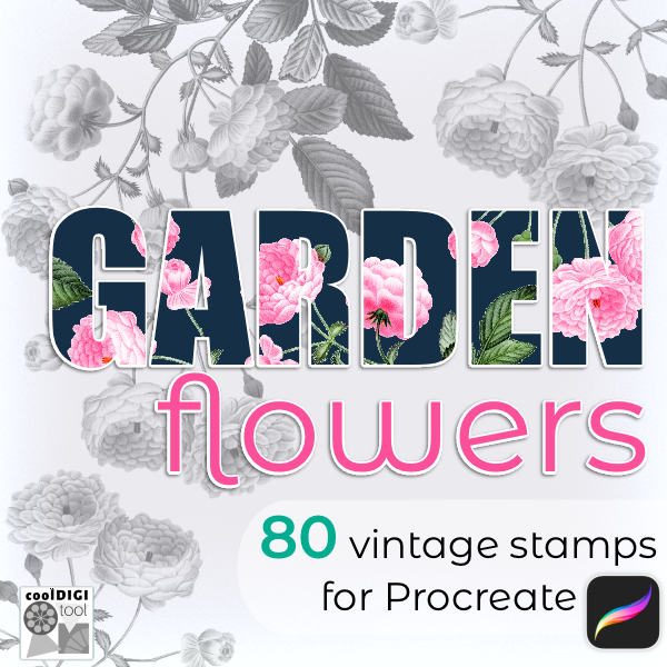 Vintage Flower Procreate Stamps Vol. 1 | With 80 Botanical Illustration Motifs + Bonus Procreate Brushes & Color Palettes by CoolDigiTool