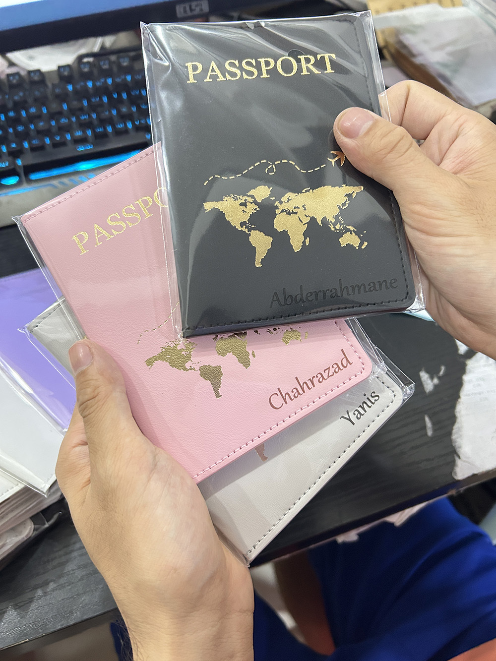 Designer Personalised Passport Cover with Names customized