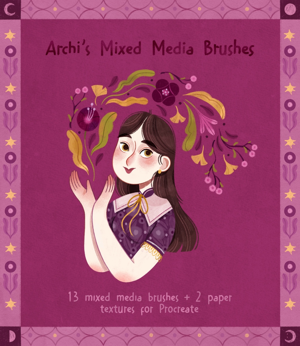 Archi's Mixed Media Brushes for Procreate (15 brushes) by Archina Laezza