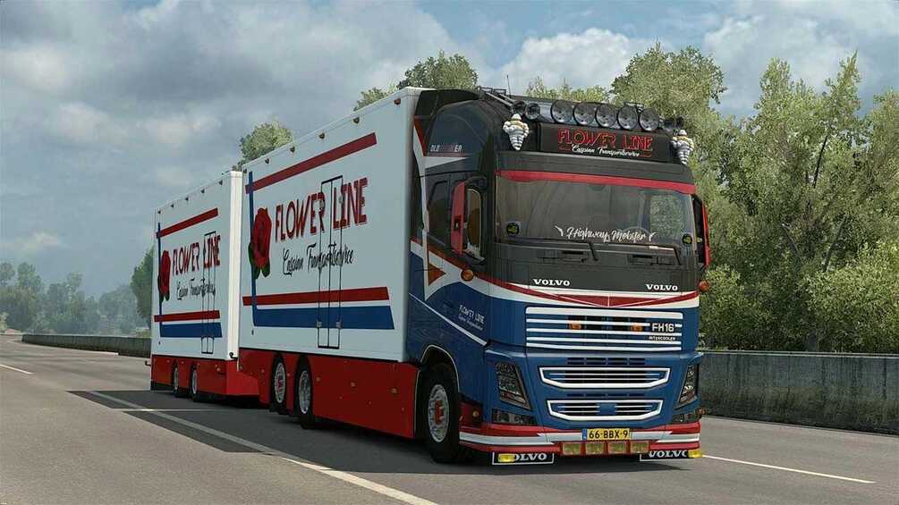 ETS2 Volvo FH16 Tandem Flower Line by Ets2mods.