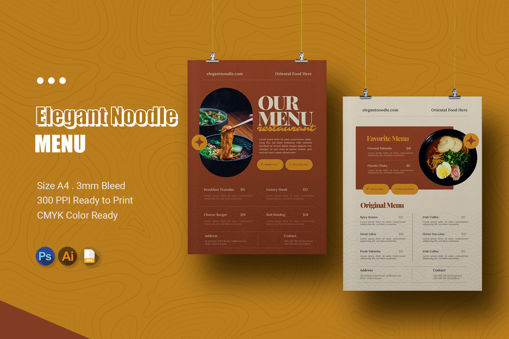 Elegant Noodle Menu