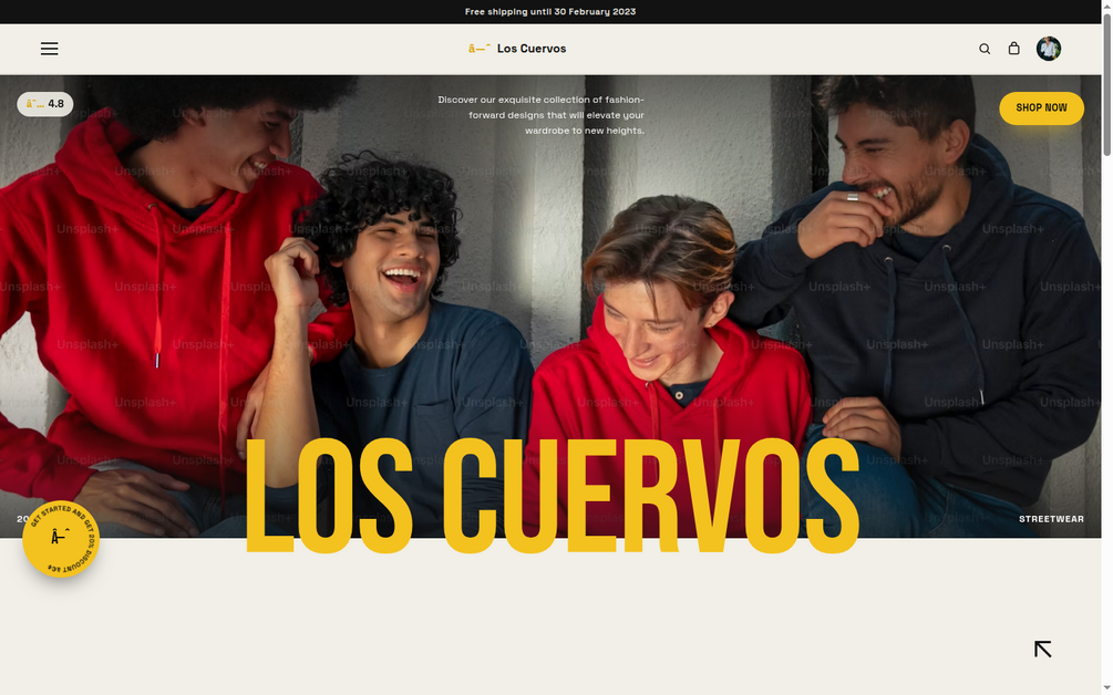 Animated desktop walkthrough of the Los Cuervos website