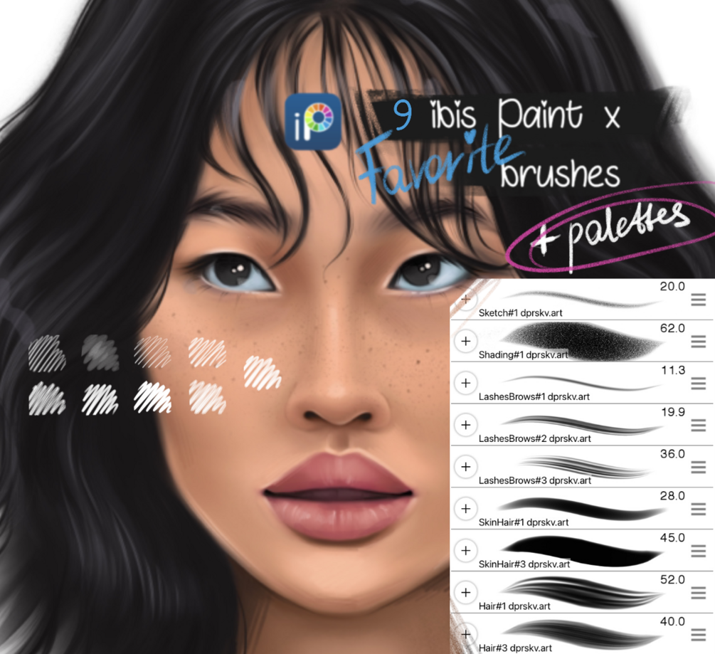 A set of my favorite brushes for ibisPaint x + palettes