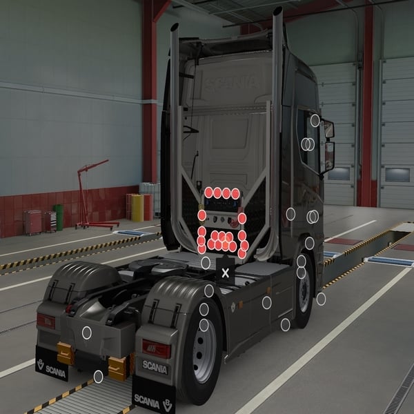 [rear exhaust tuning part] Scania NG Heinrichs style exhaust for short spoilers by WC007 D3SIGN