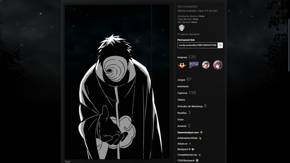 Steam Artwork Design - Obito Uchiha [Animated] by dievlone on