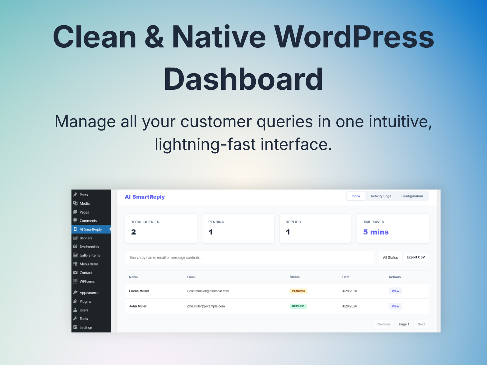 Screenshot 4 for AI SmartReply - Auto-Responder & Draft Generator Wordpress Plugin