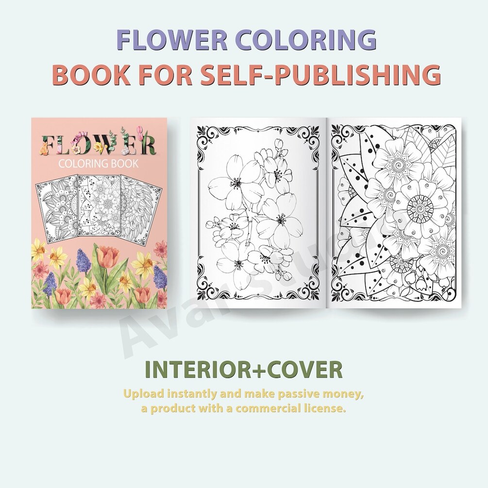 Printable Coloring Sheets Book with Flower Kdp Interiors and Cover