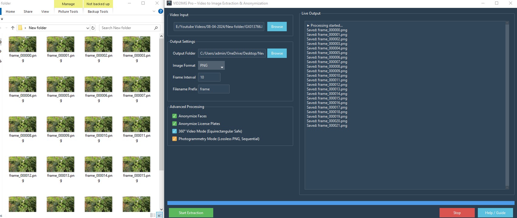Progress Bar & Frame Saving Status