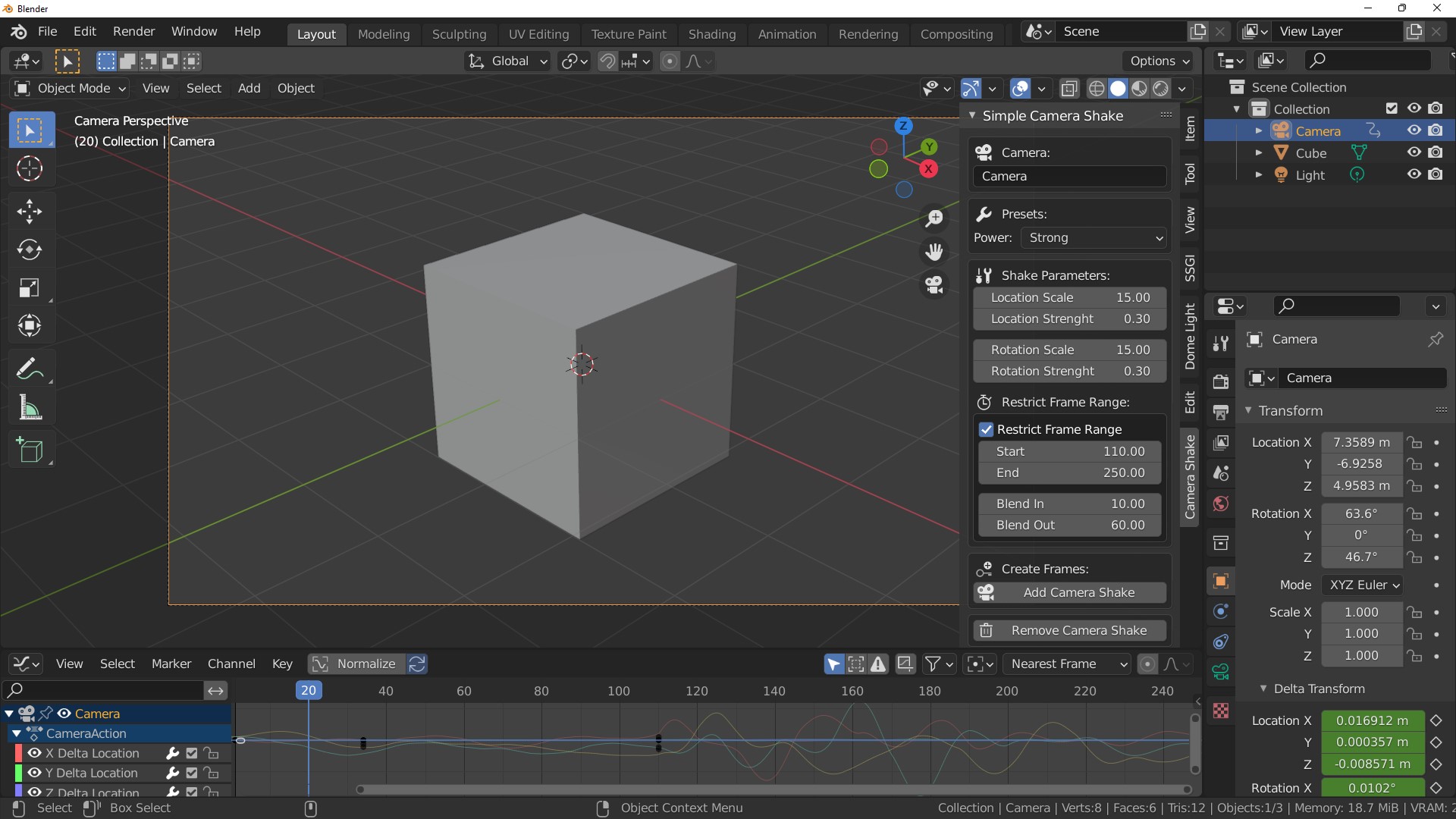 Blender Simple Camera Shake Addon Wanderson M. Pimenta