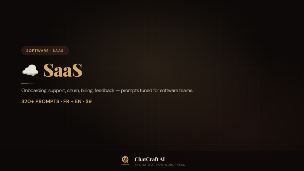 ChatCraft AI — SaaS Chatbot Pack (320+ Prompts)