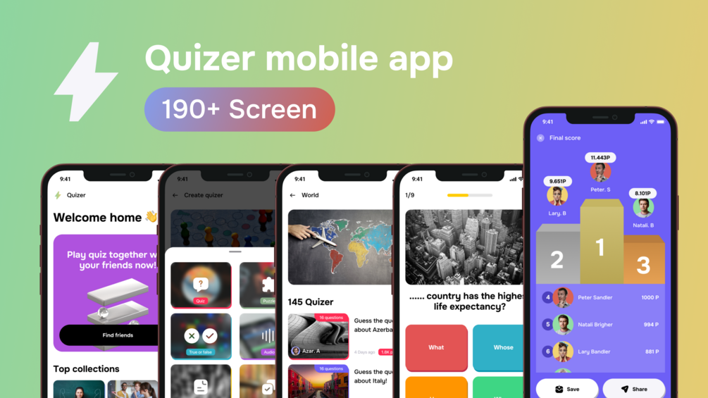 Quiz Mobile App UI Kit Quizer