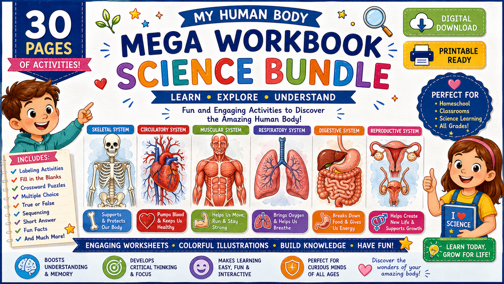 Cover of The Human Reproductive System Workbook showing colorful scientific illustrations
