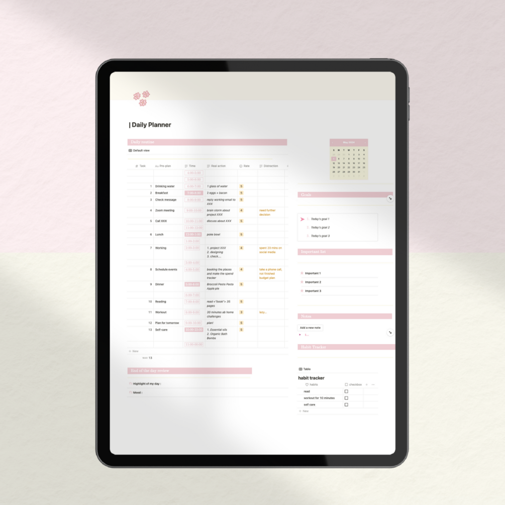 Notion daily planner