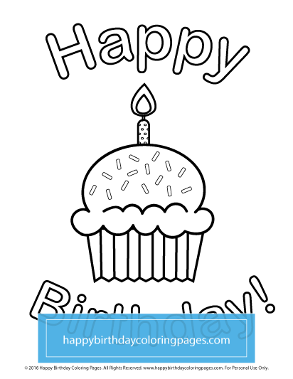 free printable birthday cupcake coloring pages