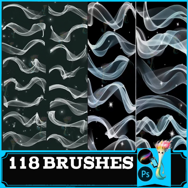 Ribbon ribbon line art smoke silk ribbon smoke yarn special effects line draft procreate brush ps brush, Procreate Dynamic Ribbon Brush by best procreate brushes