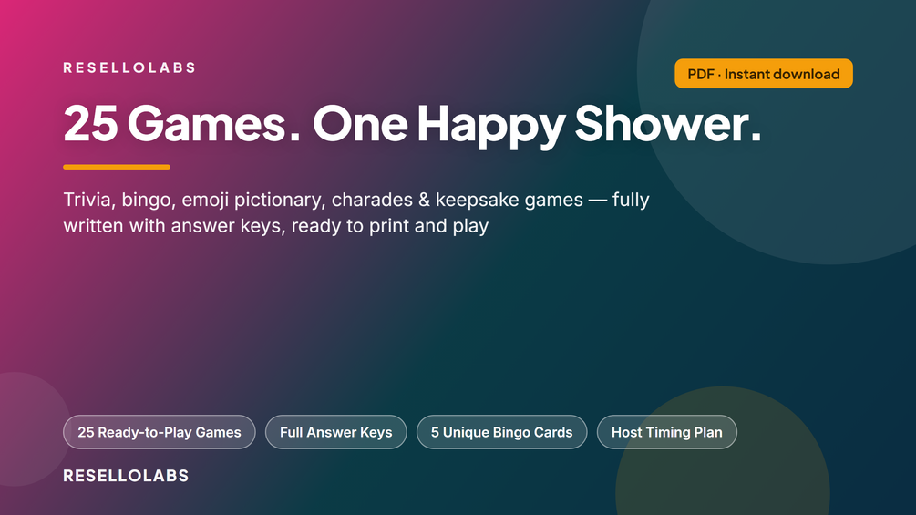 Baby Shower Games Printable Pack: 25 Ready-to-Play Games cover