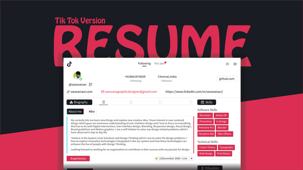 Tik Tok Version Resume