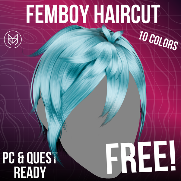 FEMBOY hair | VRChat FREE HAIRCUT asset | 10 COLORS | 23Mink / ZinPia heads tested