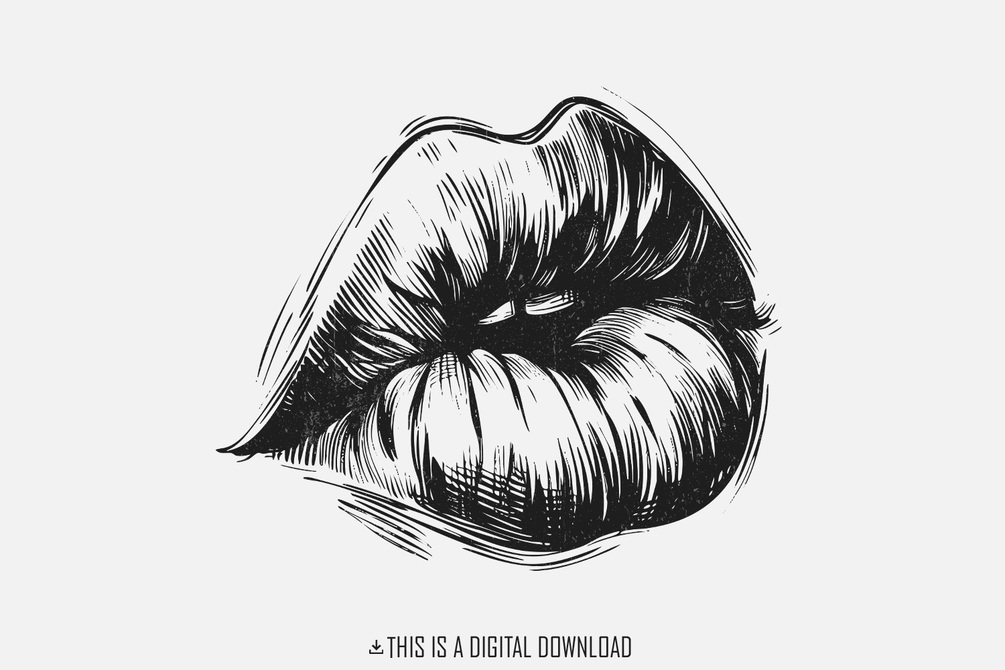 Lips Sublimation Design, Print Lips, Retro Valentine Clip Art, Instant ...