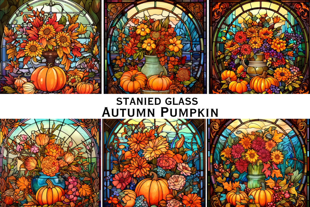 Stained Glass Autumn Pumpkin Backgrounds