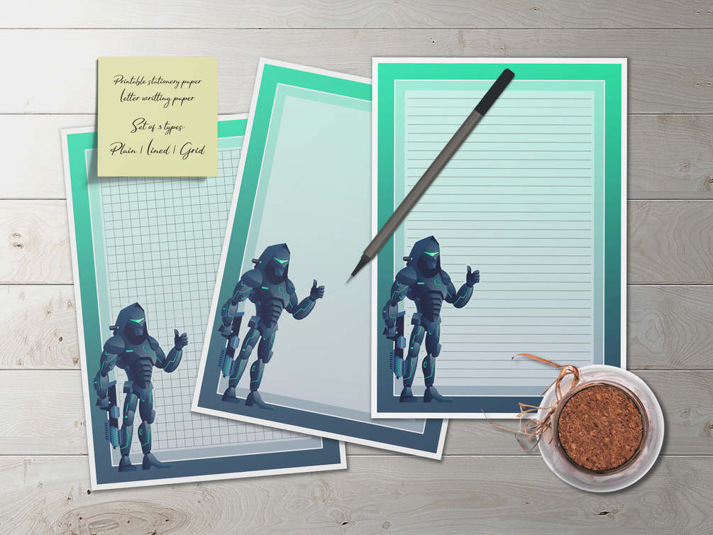 Lined, Grid, Plain Paper Colorful Printable Notebook Pages for Boys