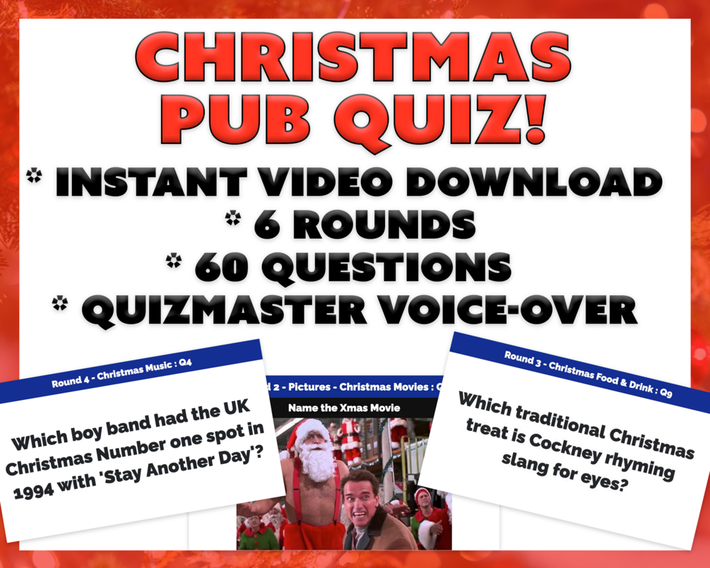 Fun Christmas Pub Quiz Virtual Quiz Instant Video Download 60