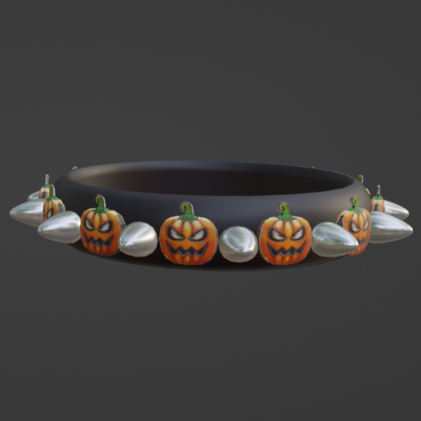 Spiked Bracelet with Jack-o-Lantern Pumpkin Details