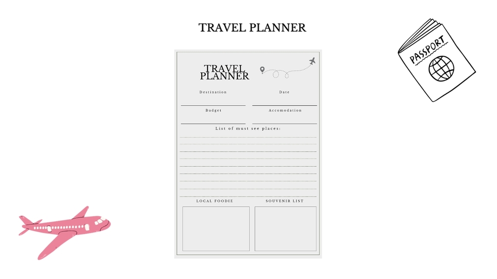 Travel Template Trip Organizer Journey Scheduler Voyage