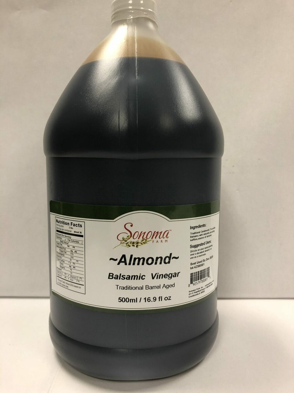 Almond Balsamic Vinegar Traditional Barrel Aged Bulk 1 Gallon / 3.8 Liter