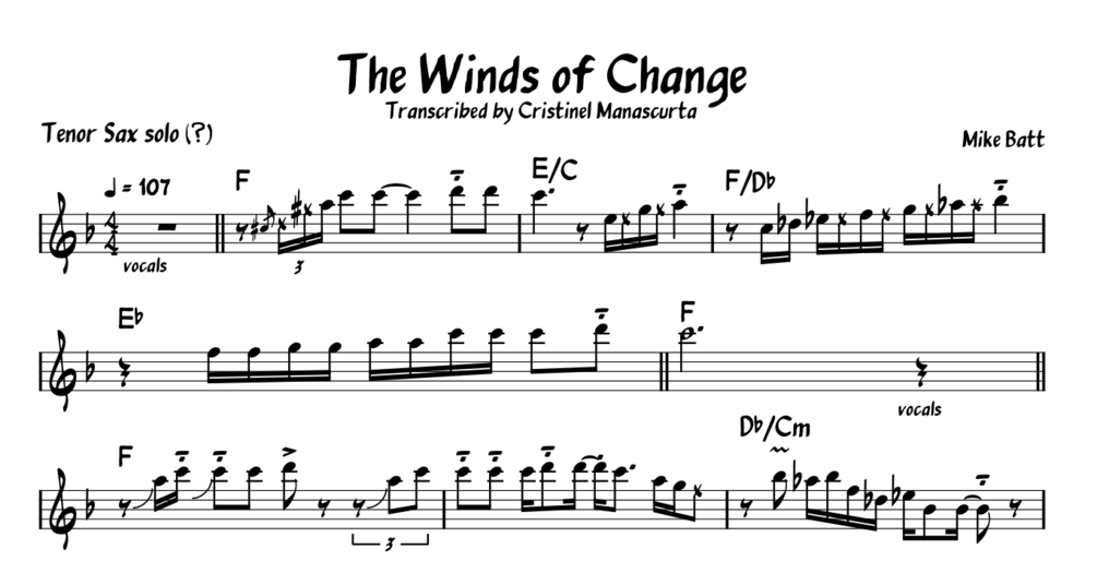 Mike Batt Winds Of Change, flute, piano