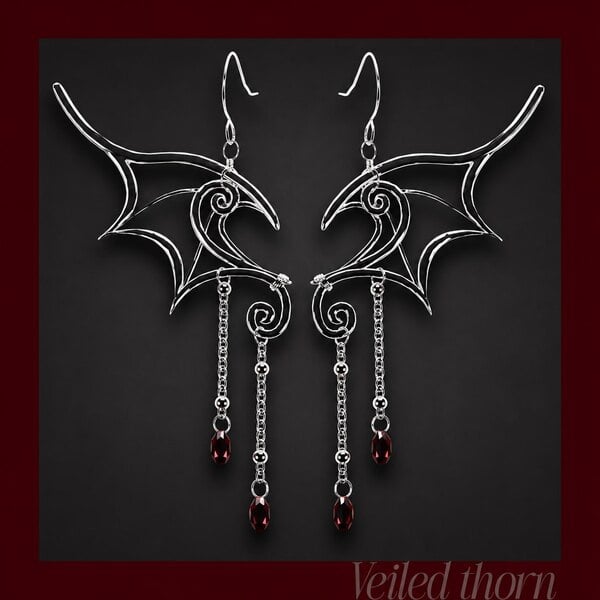 Bat Heart Wing Earrings