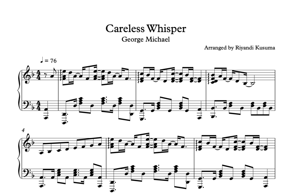 careless whisper sheet music