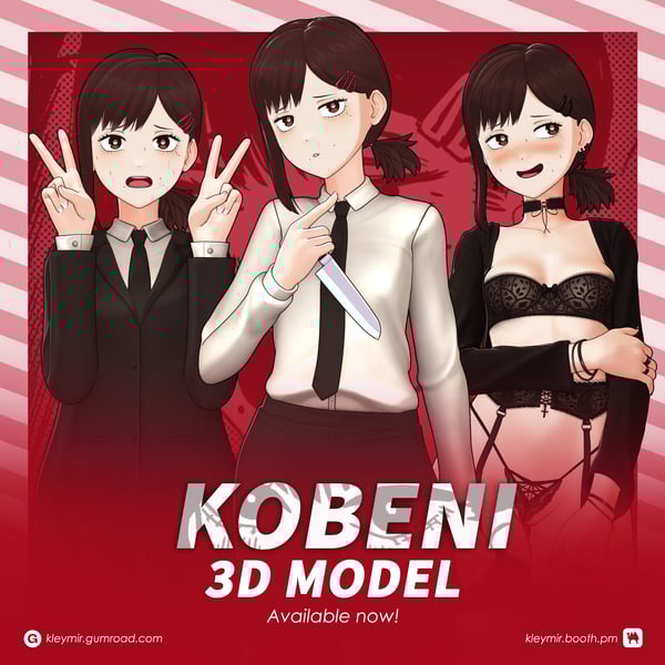 Kobeni Model (T Pose + Outfit Variations + VRM Files) by Kley Mirabal