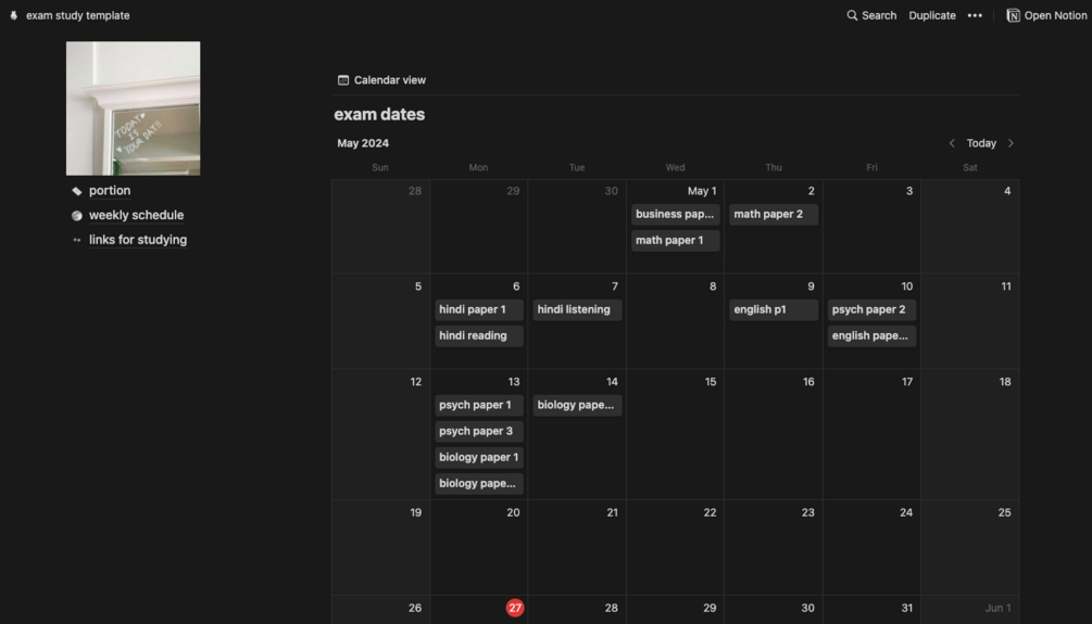 notion-minimalistic-exam-study-template