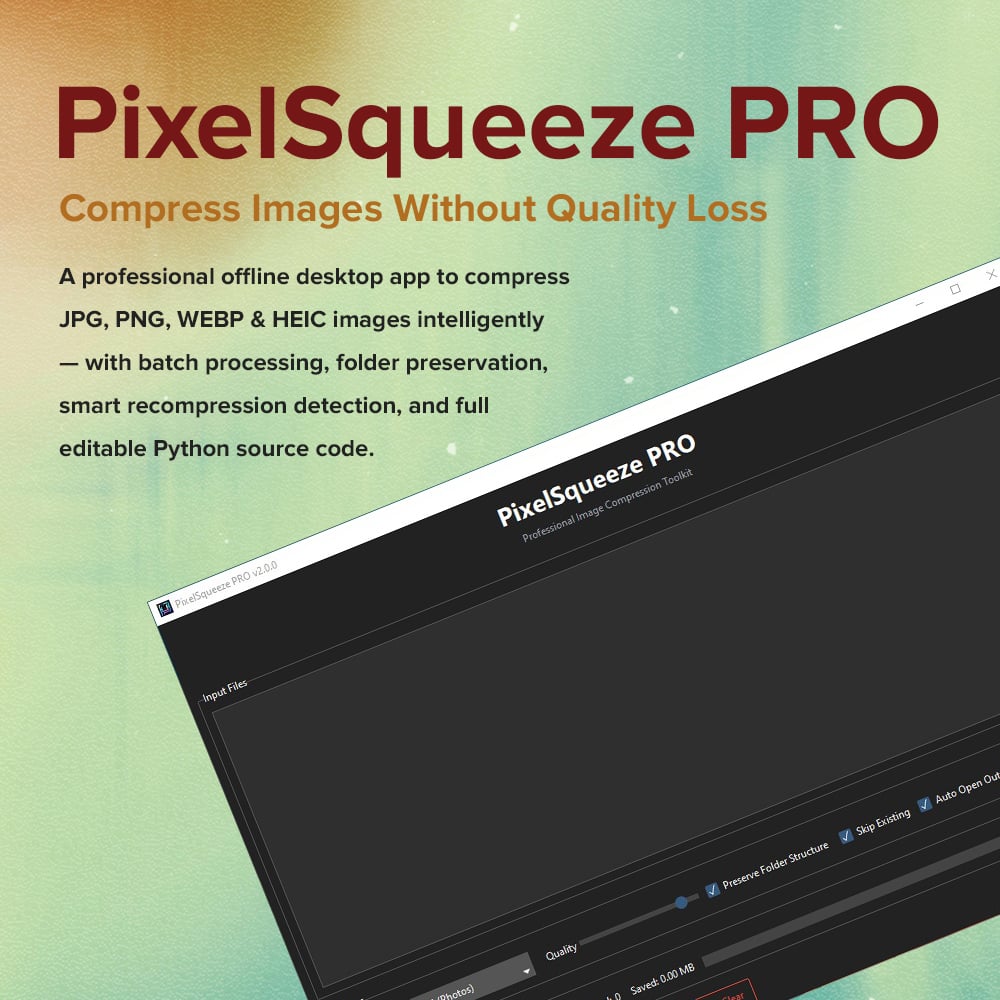 PixelSqueeze PRO Interface