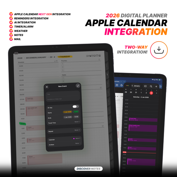 2026 Digital Planner with Two-Way Apple Calendar Integration