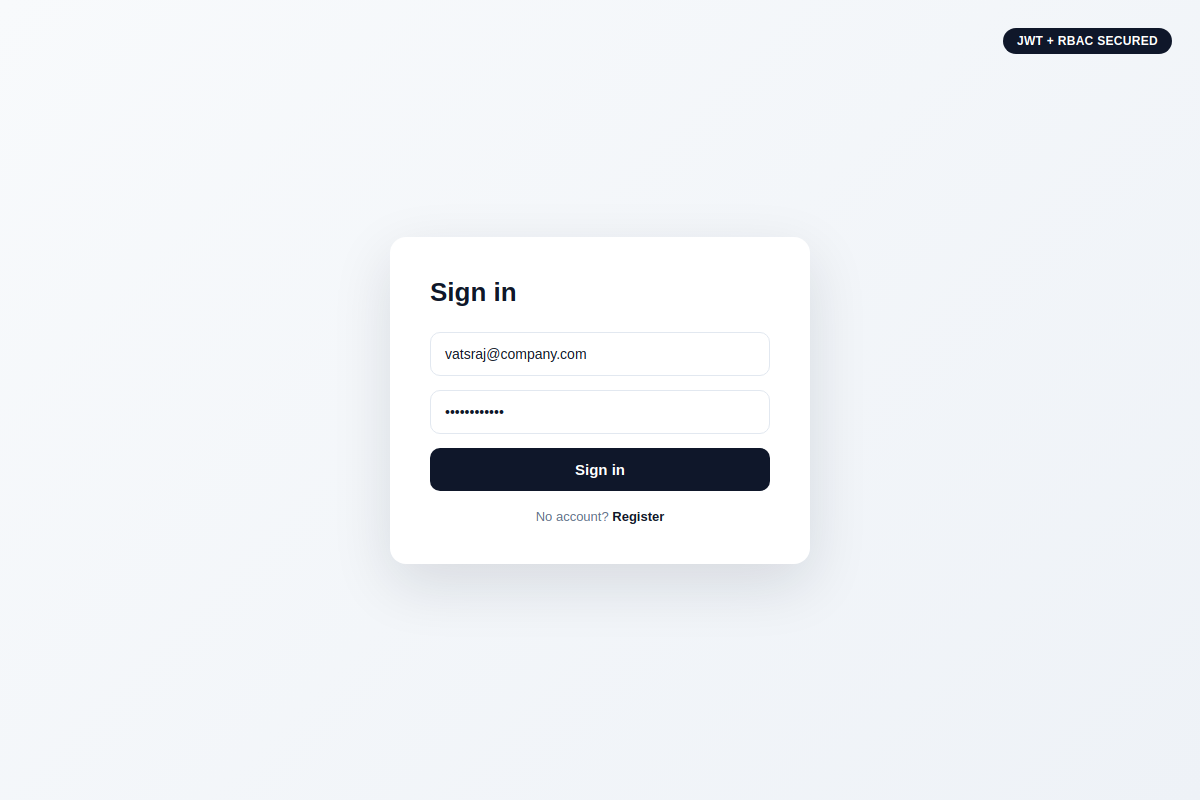 Login screen