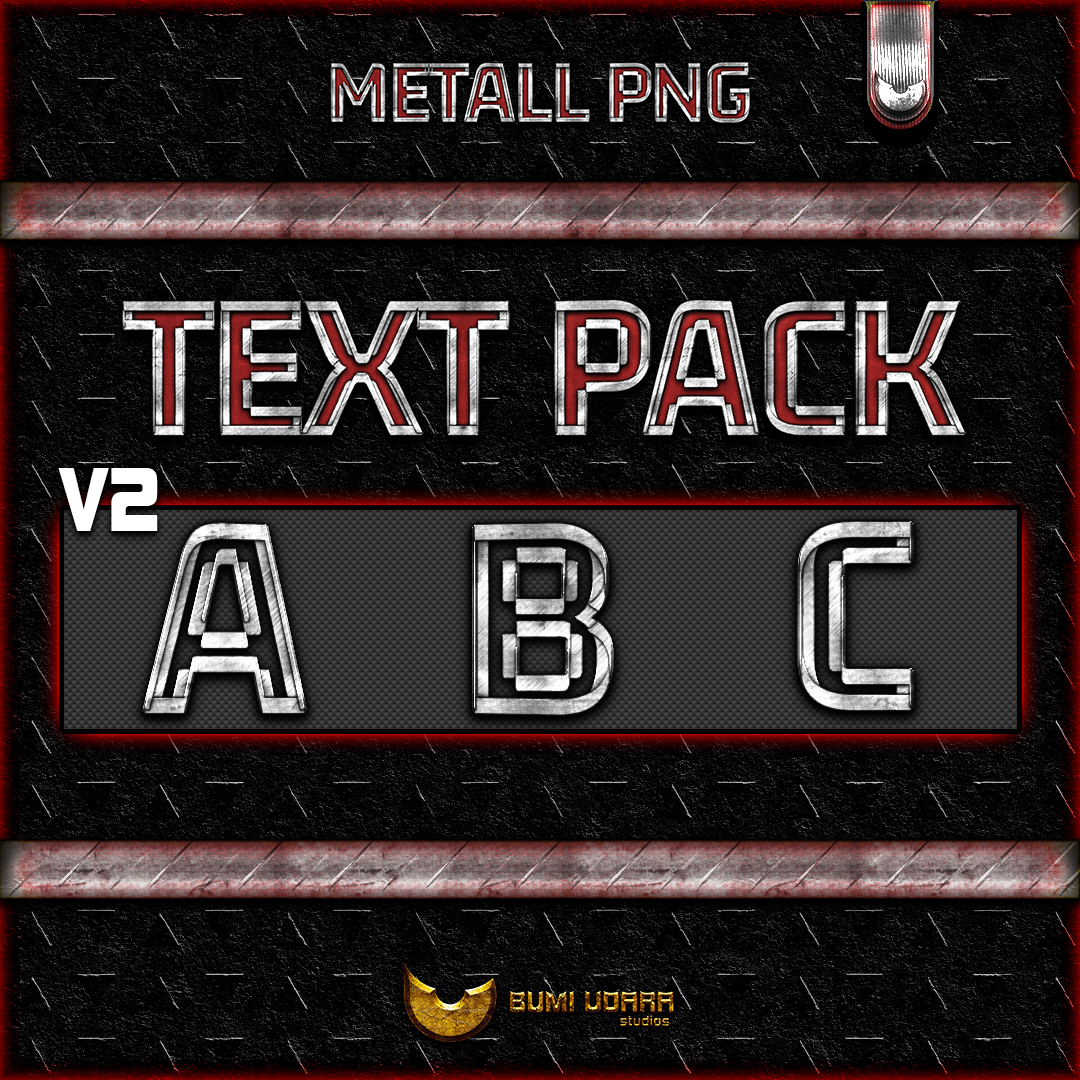Metall PNG text pack