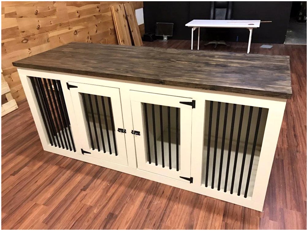 DIY WOODEN DOUBLE DOG CRATE