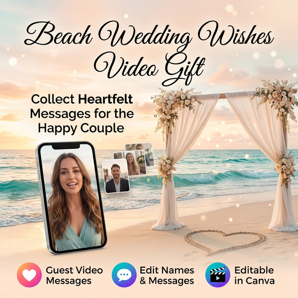 Beach Wedding Wishes Video Gift. Editable Canva Wedding Congratulations Video